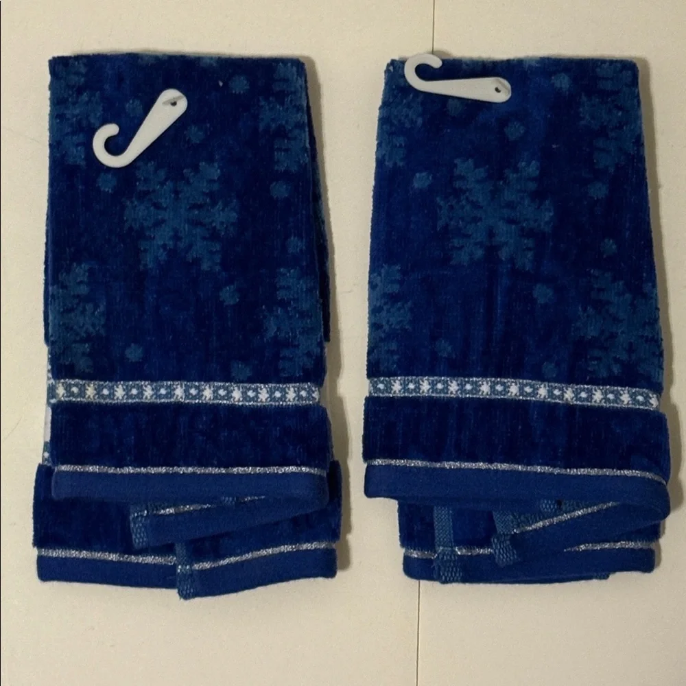 Blue Snowflake and Polar Bear Towels-2 Hand Towels & 2 Fingertip Towels New